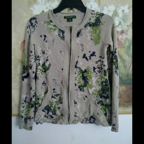 EDDIE BAUER SPLATTER PRINT ZIP UP SWEATER - Picture 2 of 4